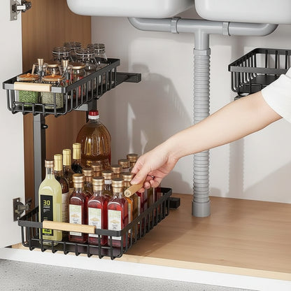 Under-Sink Organizer Rack – Adjustable 2-Tier Metal Storage Shelf