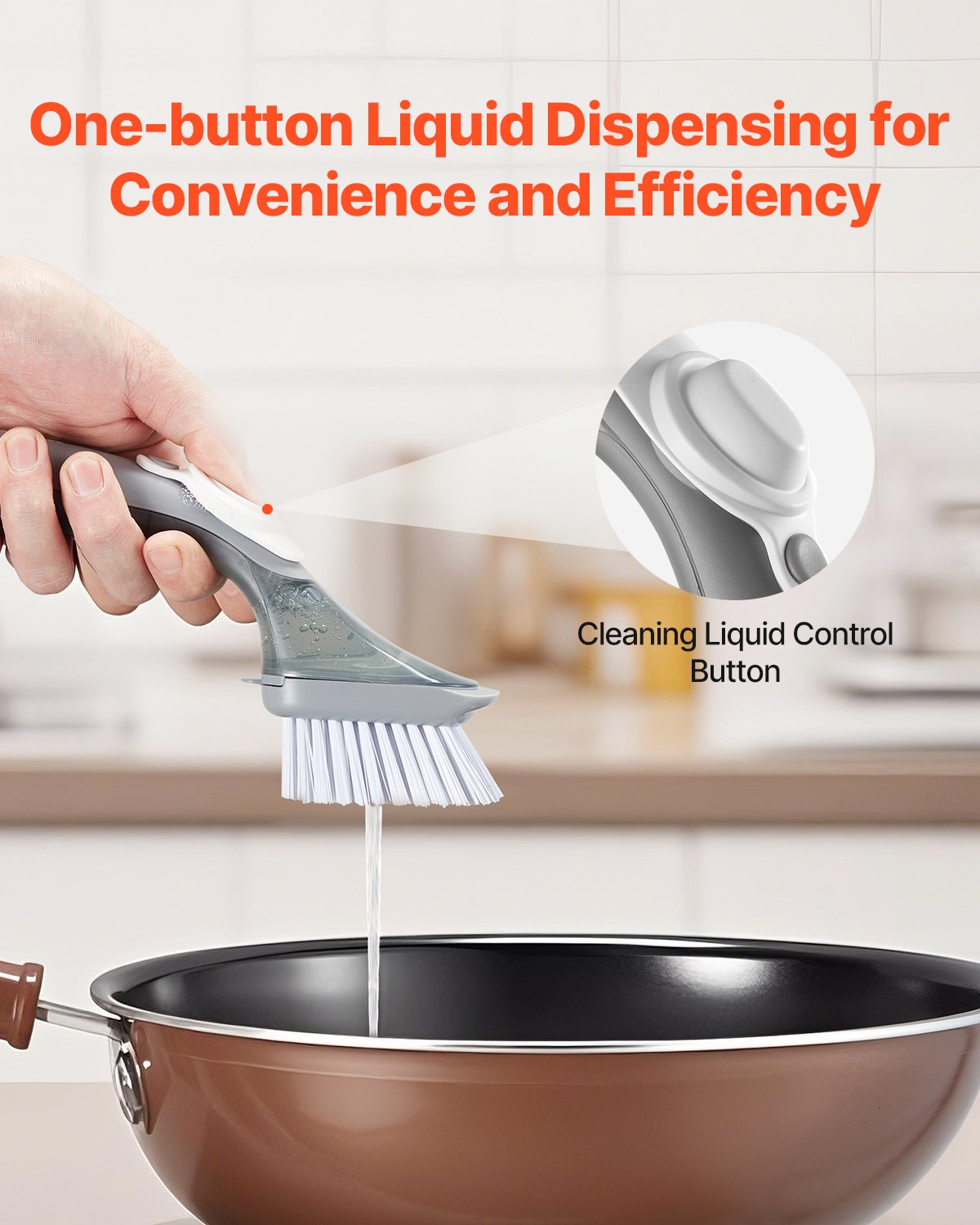 Soap Dispensing Dish Brush – Built-In Soap Reservoir for Hygienic, Effortless Dishwashing