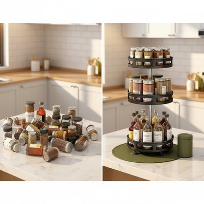 Black carbon steel spice rack organizer, front view