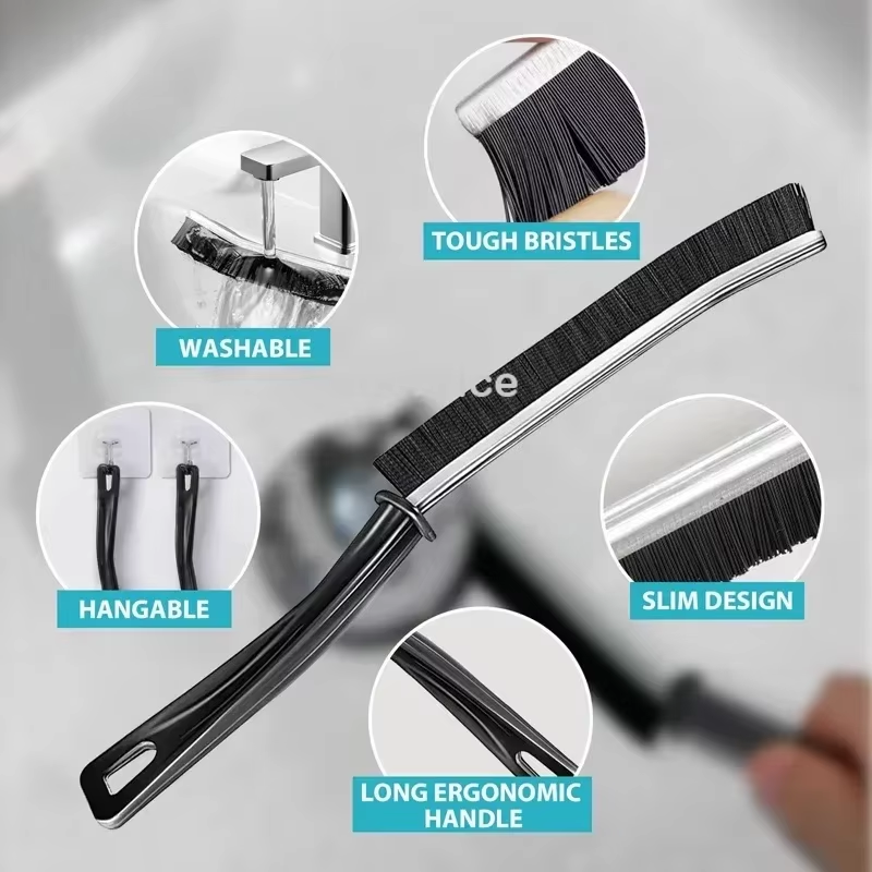 Hard-Bristled Crevice Cleaning Brush Gap Cleaning Brush Tool All-Around Stiff Angled Bristles for Bathroom Kitchen Cleaning Tool