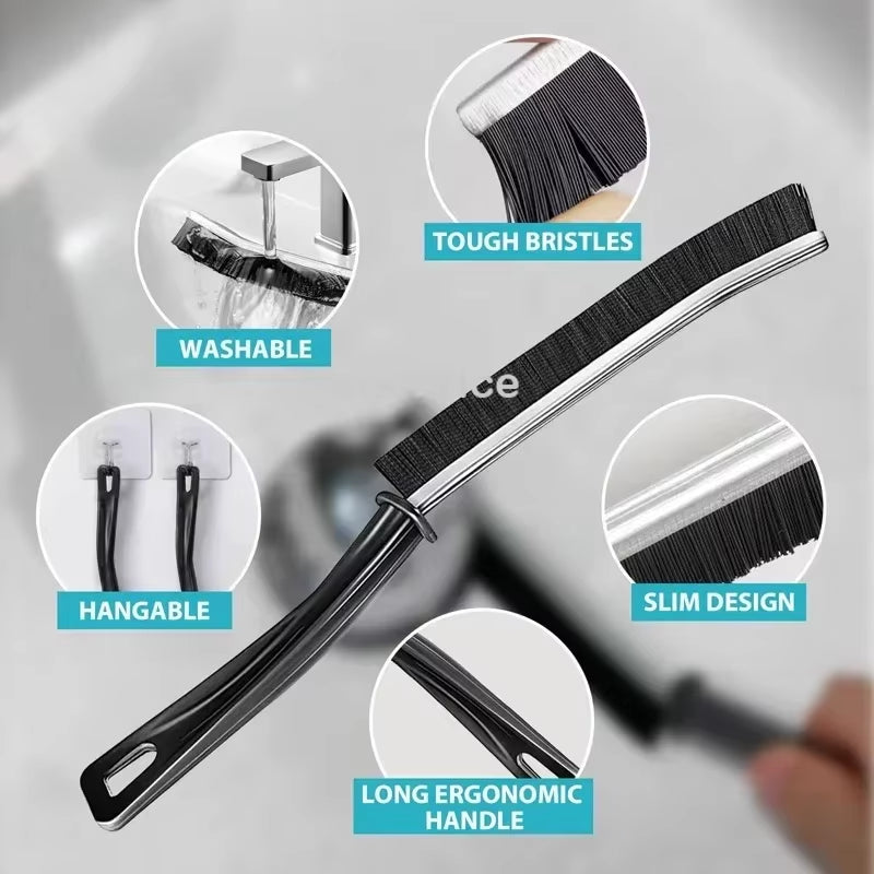 Hard-Bristled Crevice Cleaning Brush Gap Cleaning Brush Tool All-Around Stiff Angled Bristles for Bathroom Kitchen Cleaning Tool
