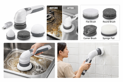 Electric Kitchen Scrubber Brush – Cordless Rechargeable Dish Cleaning Tool for Sink, Stove & Cookware
