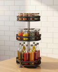 3-Tier Rotating Spice Rack Organizer – Carbon Steel 360° Turntable, Countertop Kitchen Storage