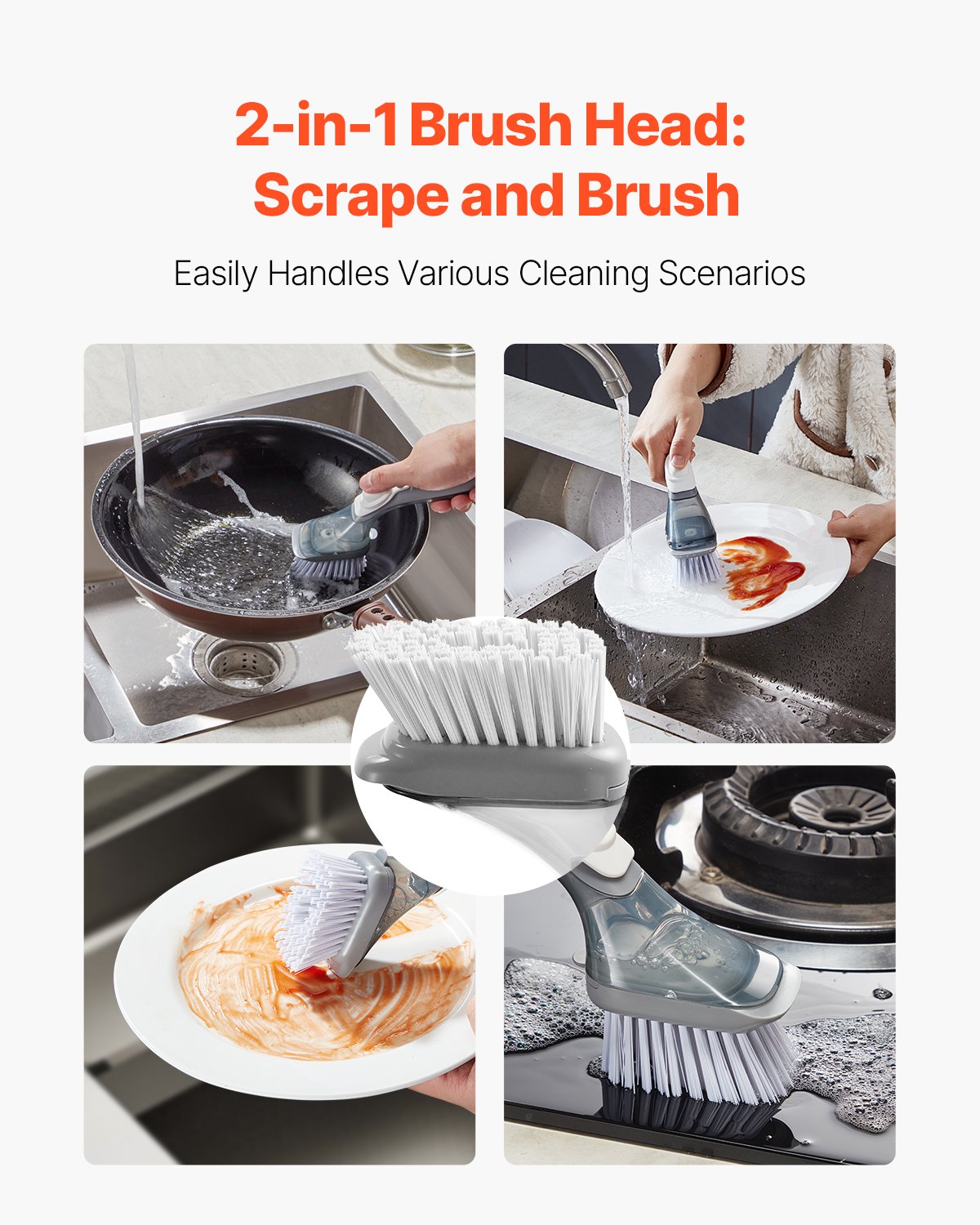 Soap Dispensing Dish Brush – Built-In Soap Reservoir for Hygienic, Effortless Dishwashing
