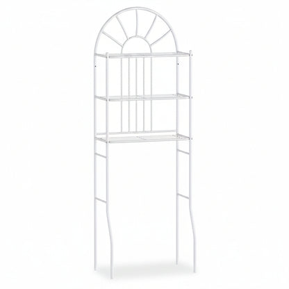 White 3-tier over-the-toilet bathroom storage rack, 68 inches tall, on a plain white background