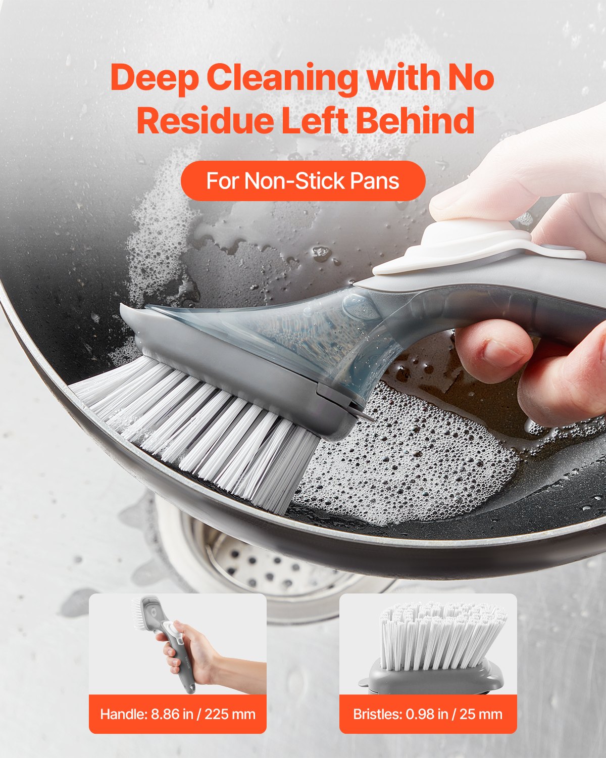 Soap Dispensing Dish Brush – Built-In Soap Reservoir for Hygienic, Effortless Dishwashing