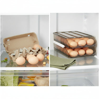 Cluttered loose eggs versus organized double-layer egg storage box